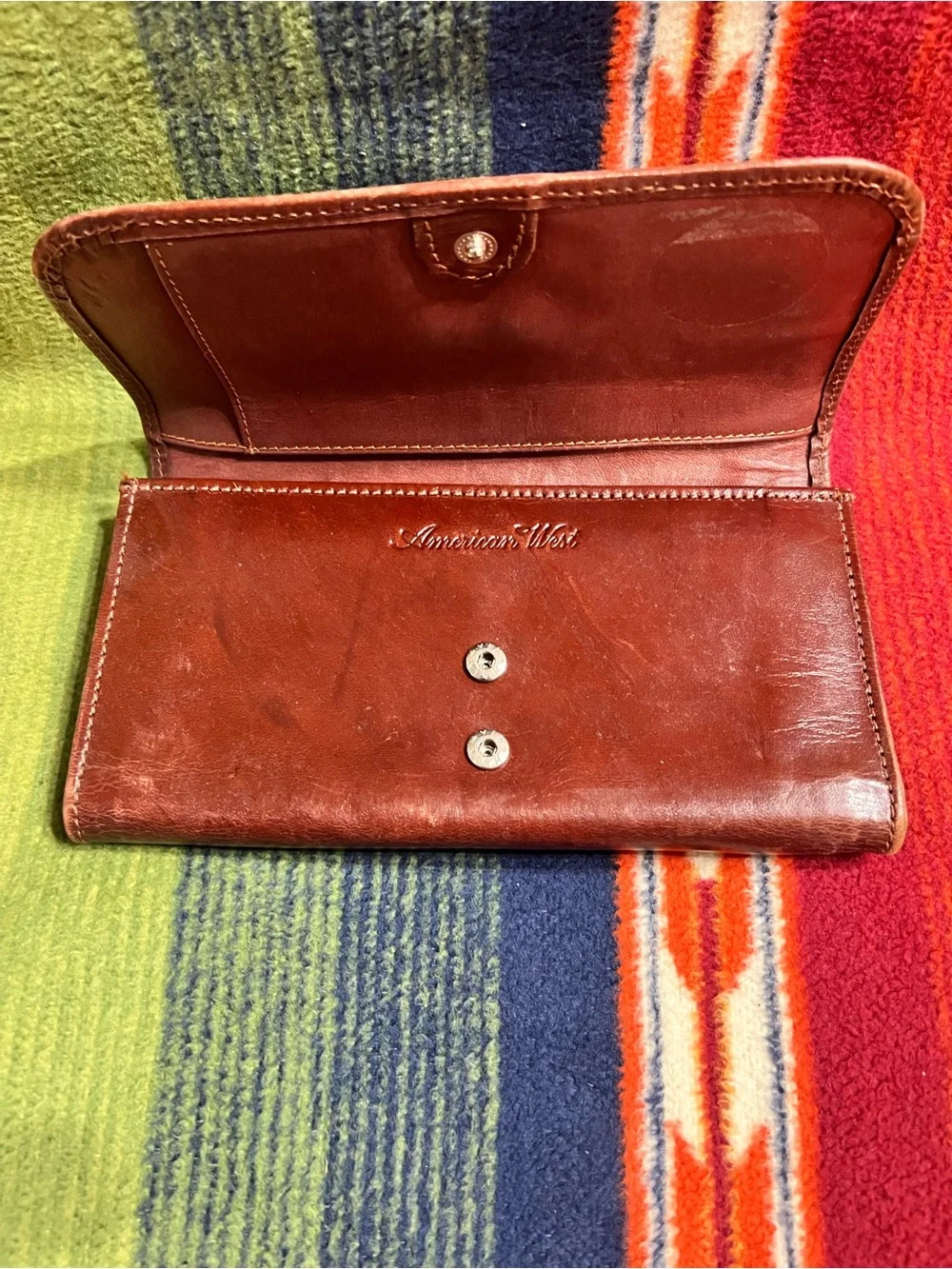 American West Brown Tooled Leather Wallet with Concho Accents